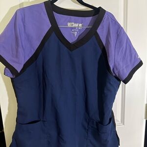 Grey's Anatomy Women's Short Sleeve Scrub top - Purple and Navy